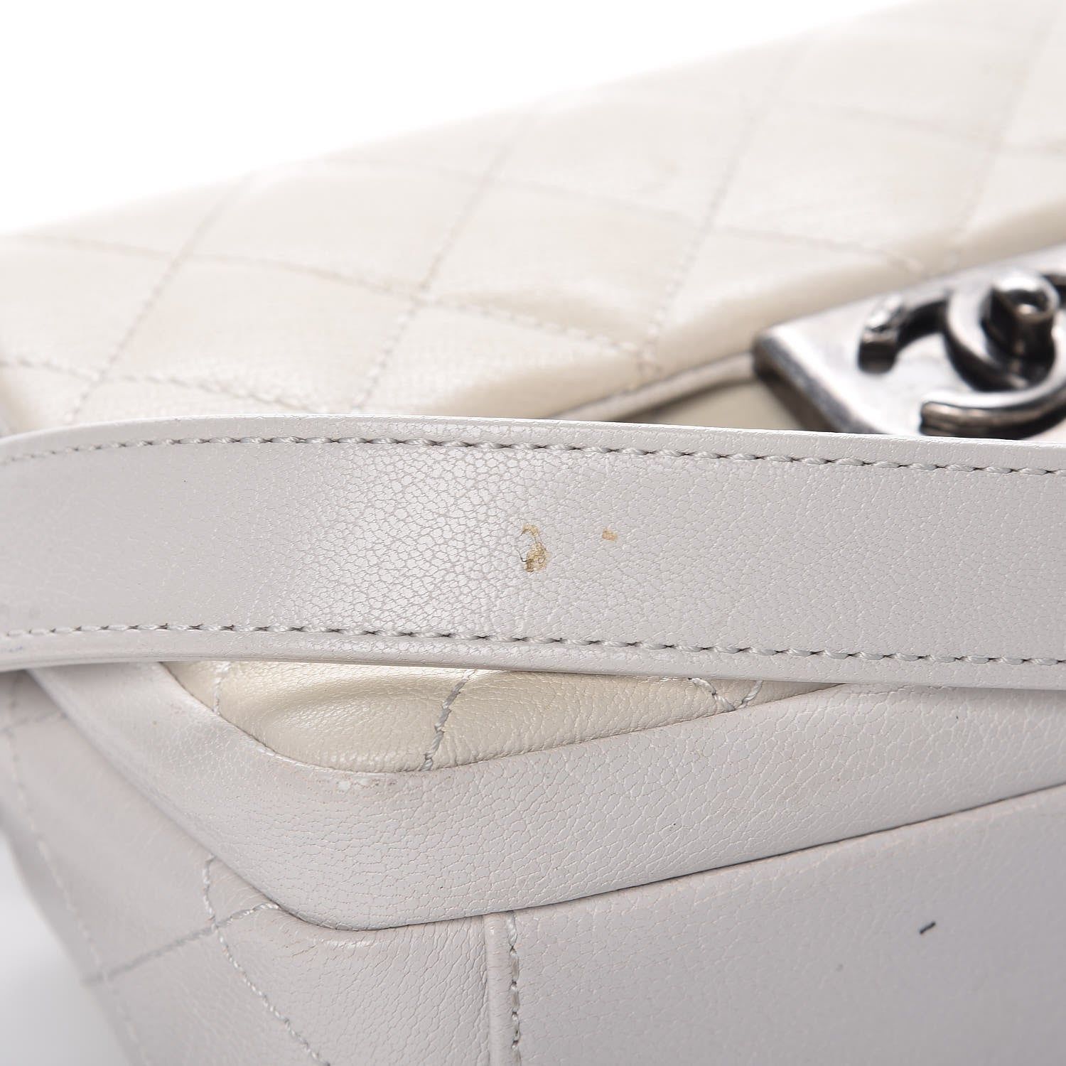 Chanel Shiny Goatskin Quilted Small Double Carry Waist Chain Flap White 11 of 15