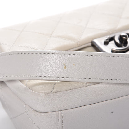 Chanel Shiny Goatskin Quilted Small Double Carry Waist Chain Flap White 11 of 15