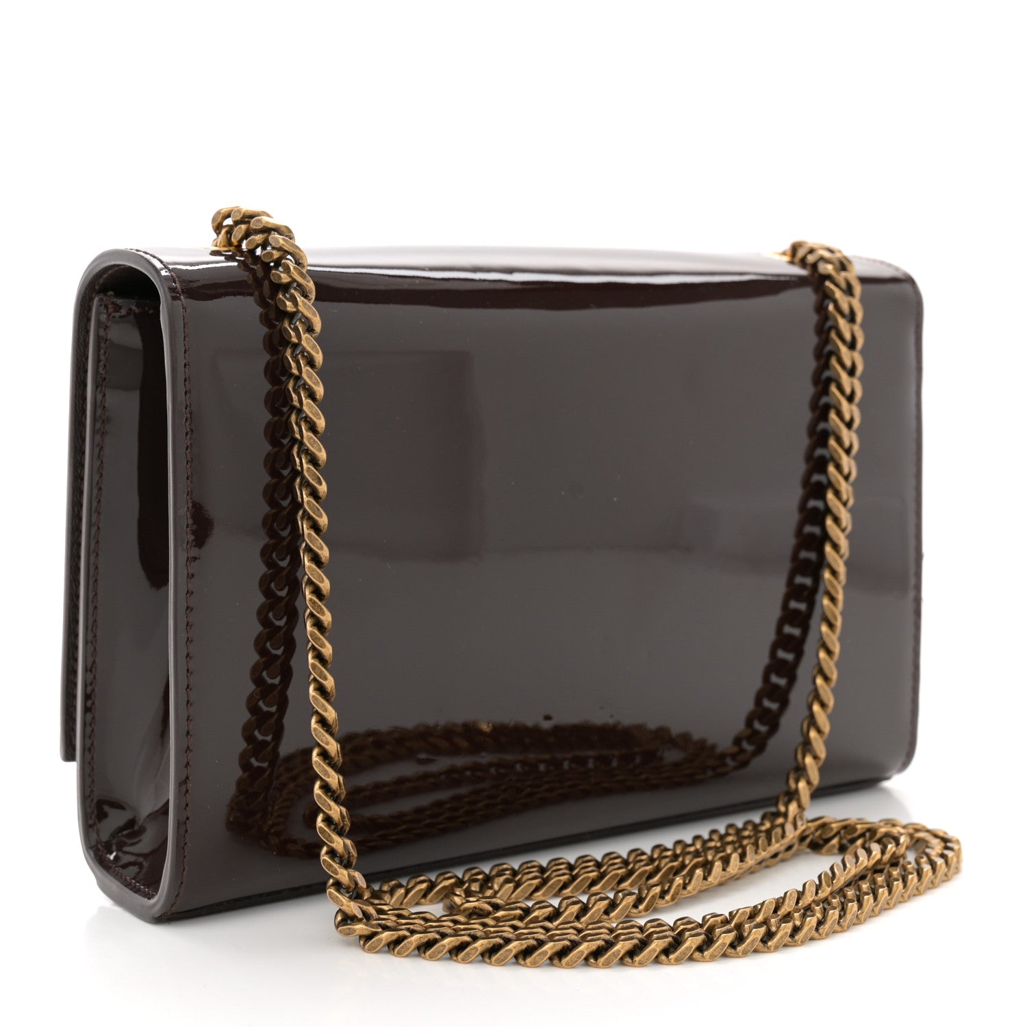 Saint Laurent Patent Small Monogram Kate Satchel Spicy Chocolate 3 of 13