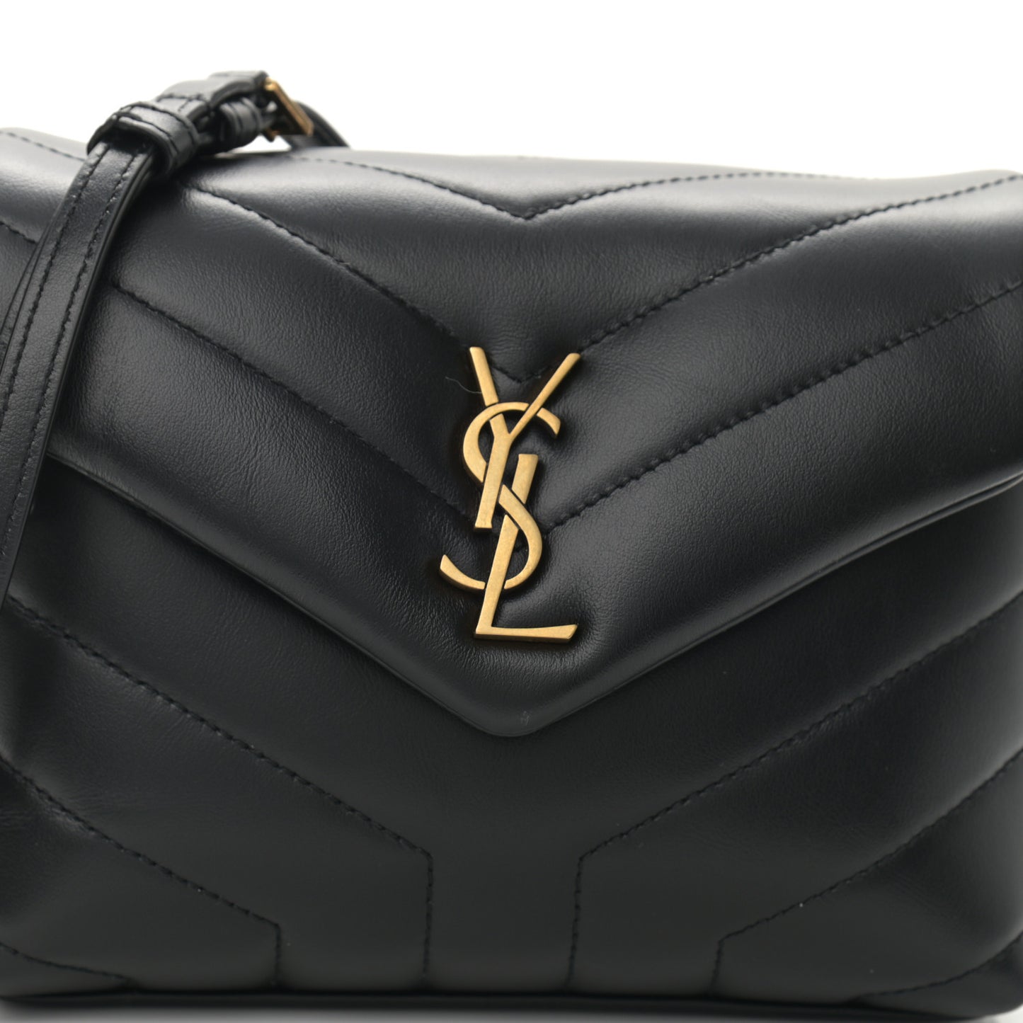 Calfskin Y Quilted Monogram Toy Loulou Crossbody Bag Black