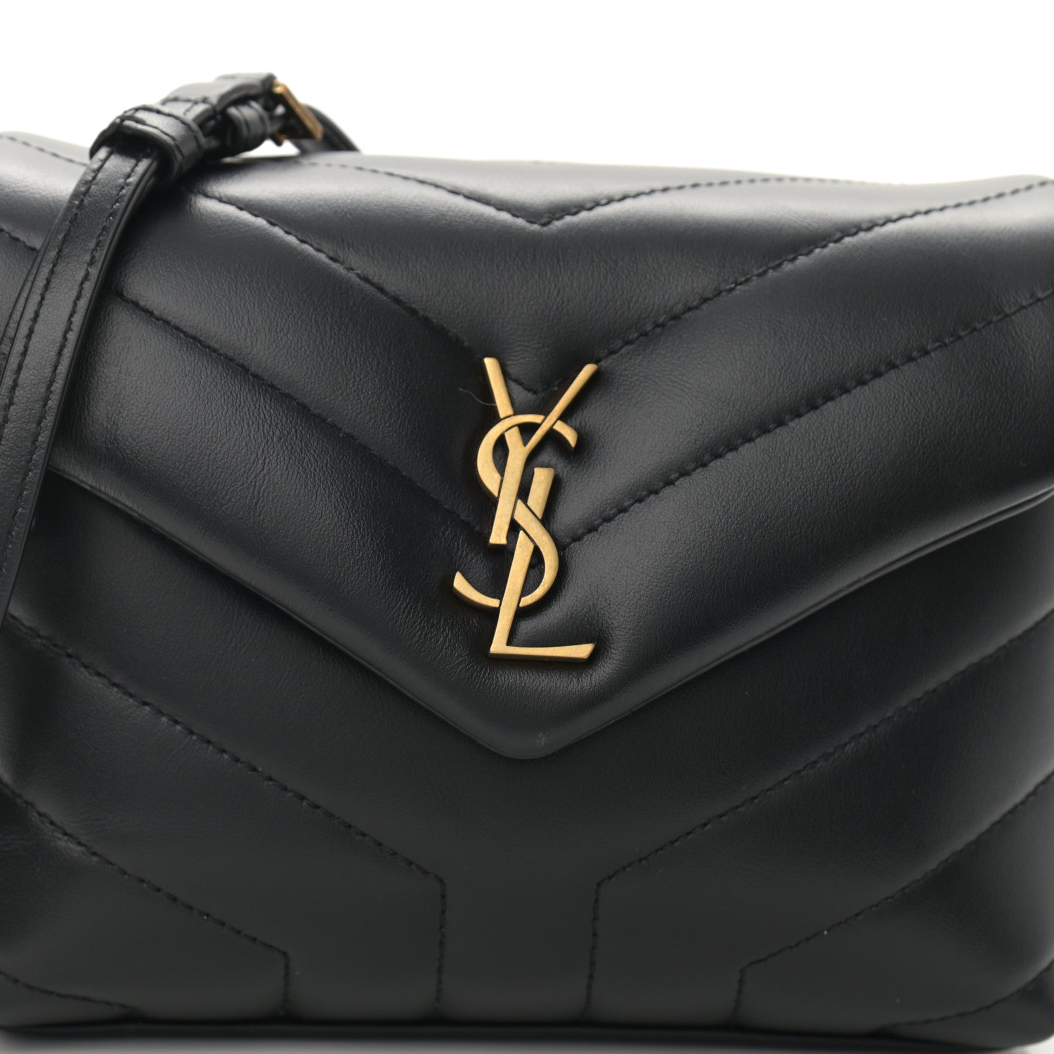 Saint Laurent Calfskin Y Quilted Monogram Toy Loulou Crossbody Bag Black 9 of 11