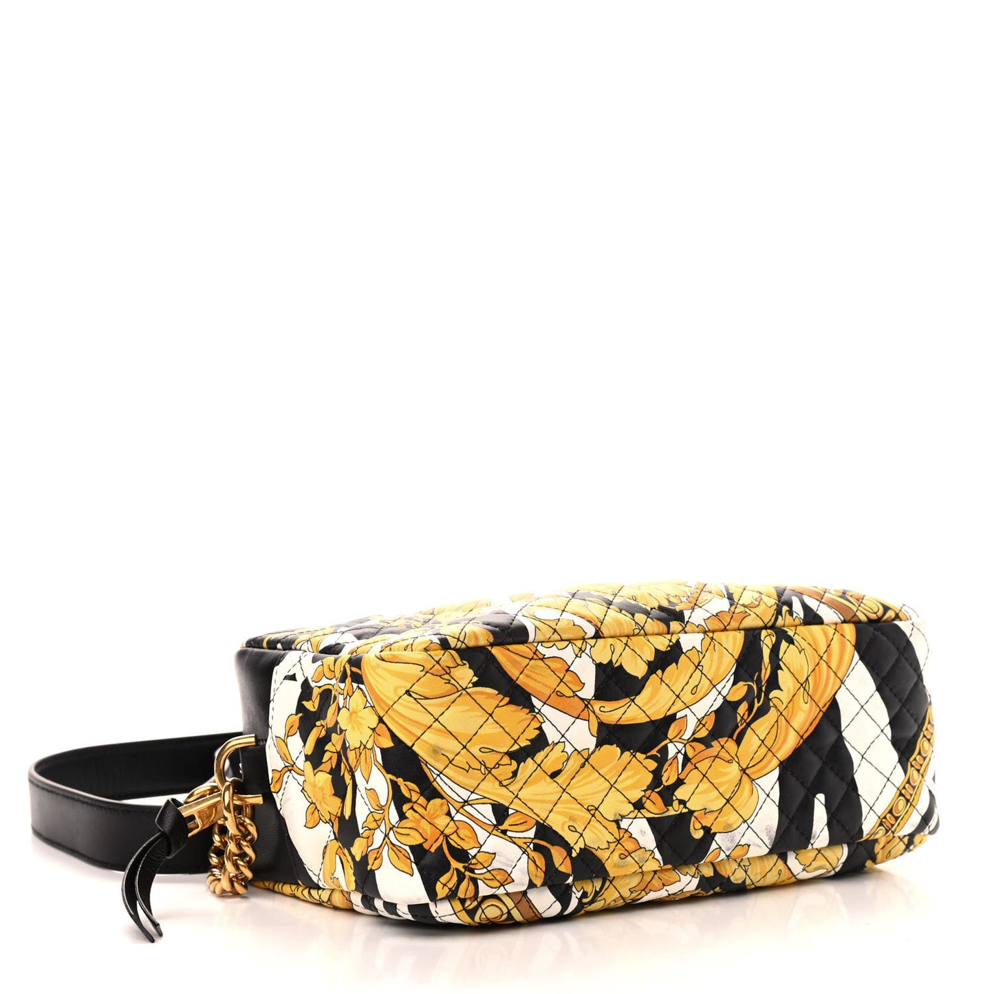 Nappa Quilted Barocco Print Small Camera Bag Black