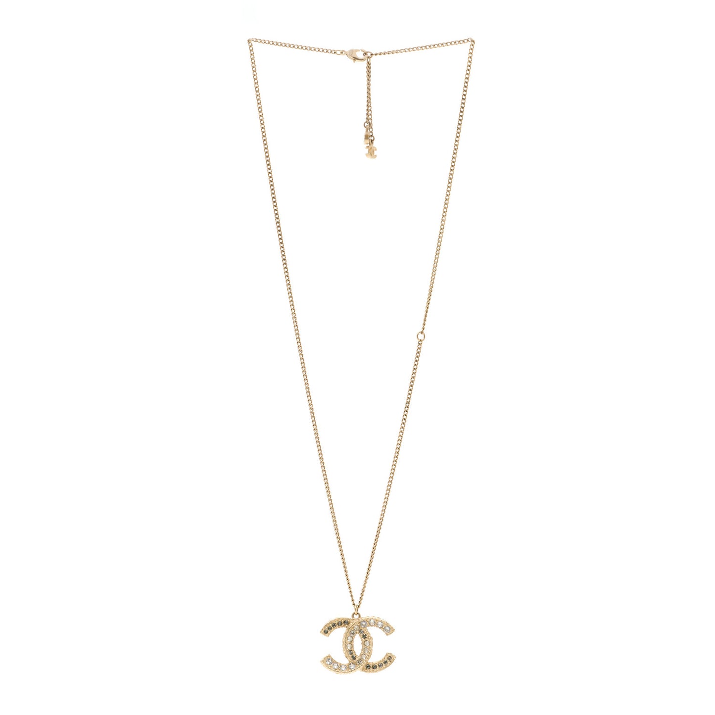Crystal Enamel CC Reversible Pendant Necklace Gold