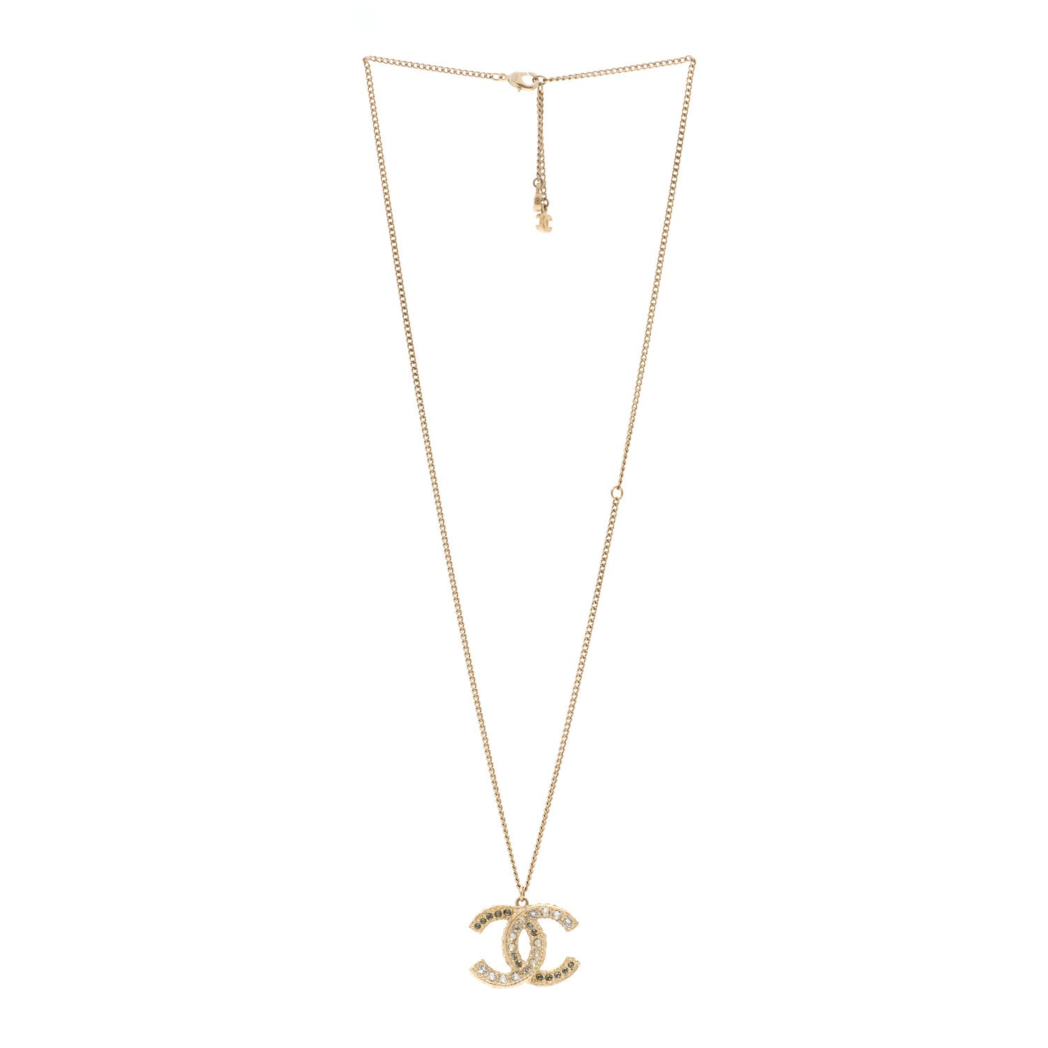 Chanel Crystal Enamel CC Reversible Pendant Necklace Gold 3 of 7