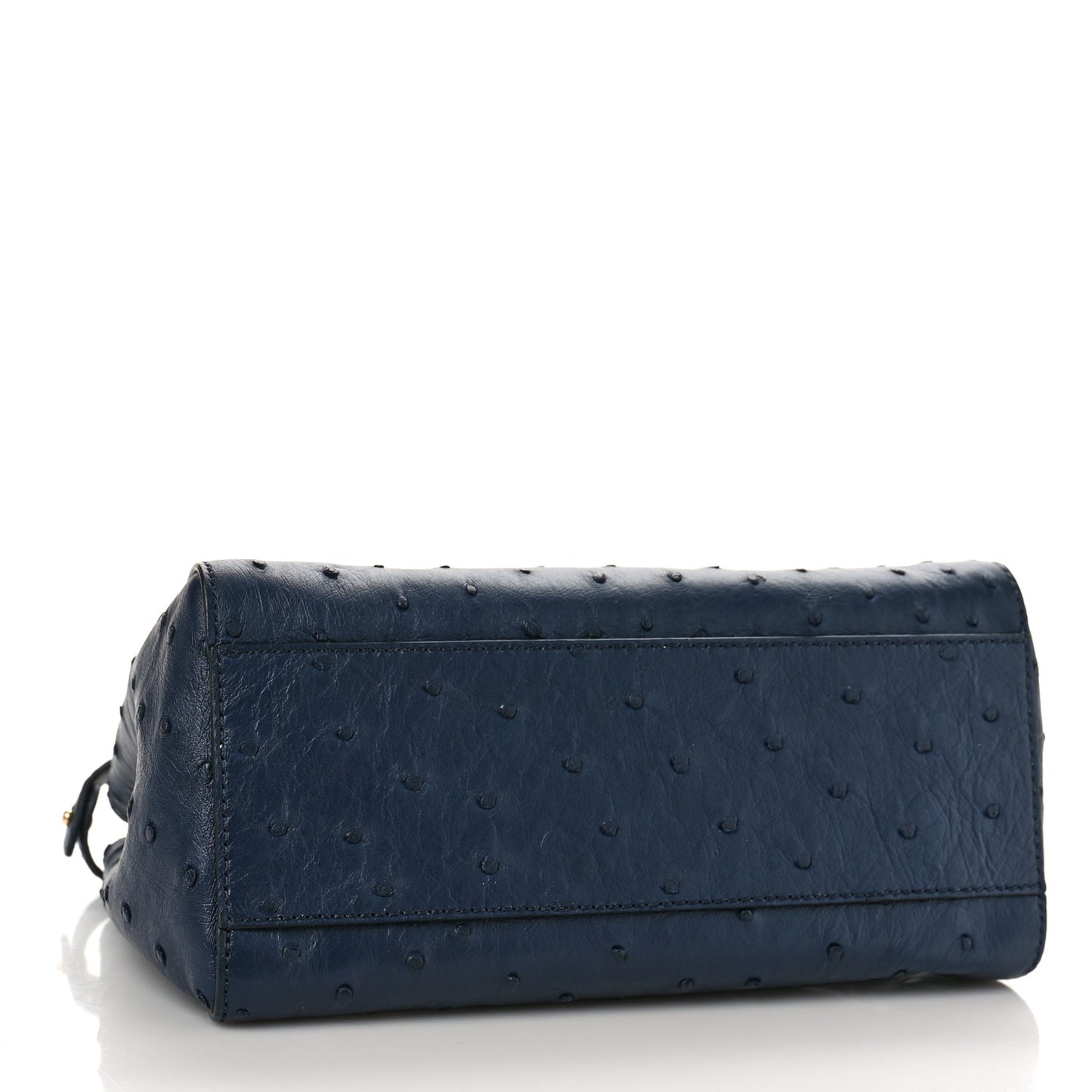 Ostrich Shiny Nappa Mini Peekaboo Iconic Satchel Blueberry Mud