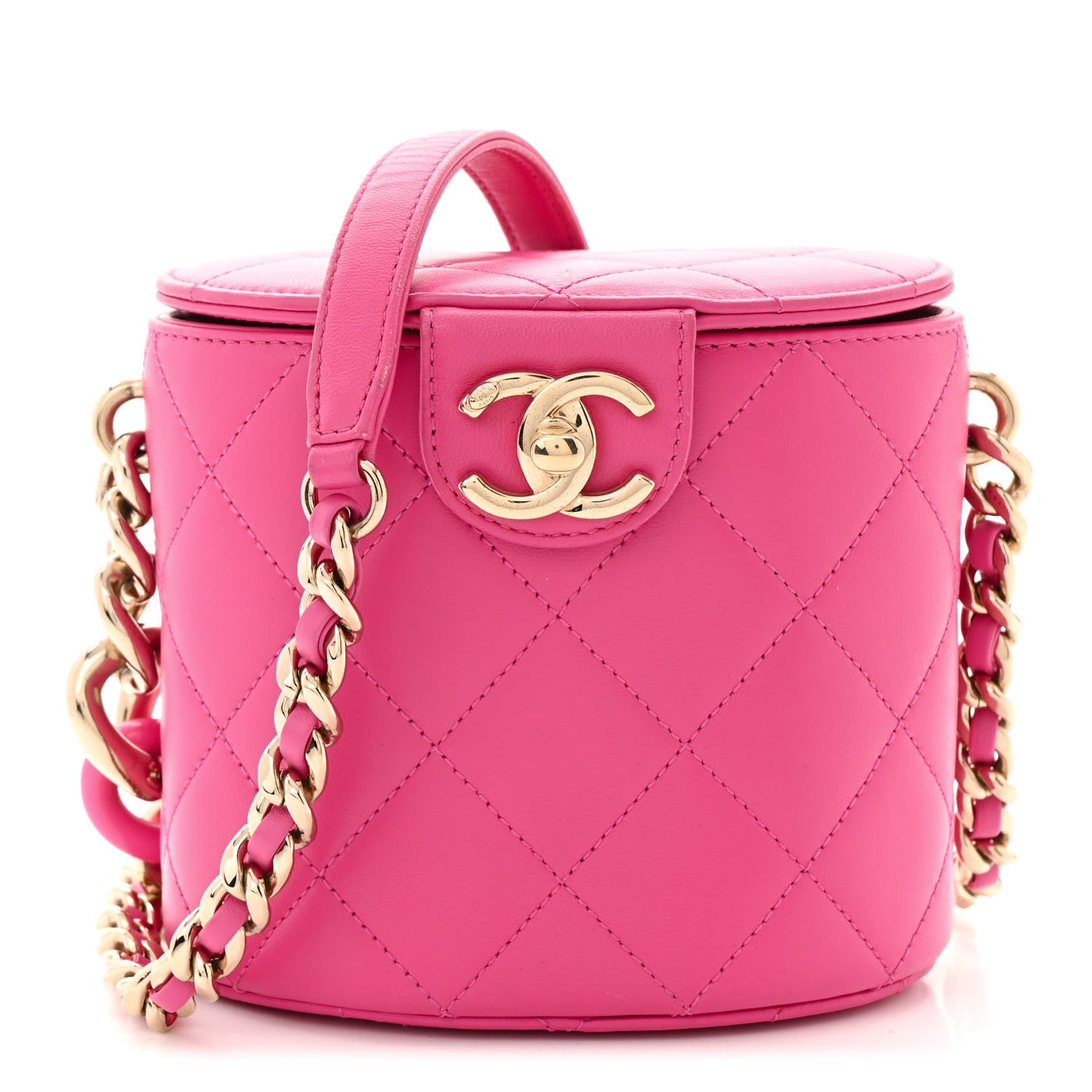 Chanel Lambskin Resin Elegant Chain Vanity Case Dark Pink 1 of 10