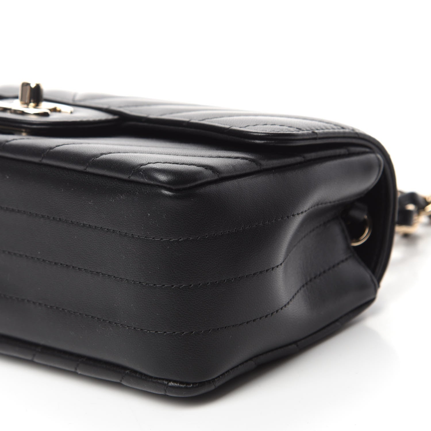 Chanel Lambskin Chevron Quilted Mini Rectangular Flap Black 7 of 11