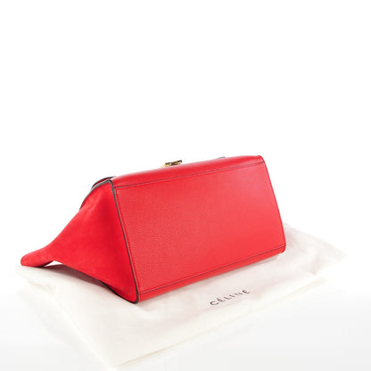 Celine Drummed Calfskin Suede Medium Trapeze Coquelicot 4 of 8