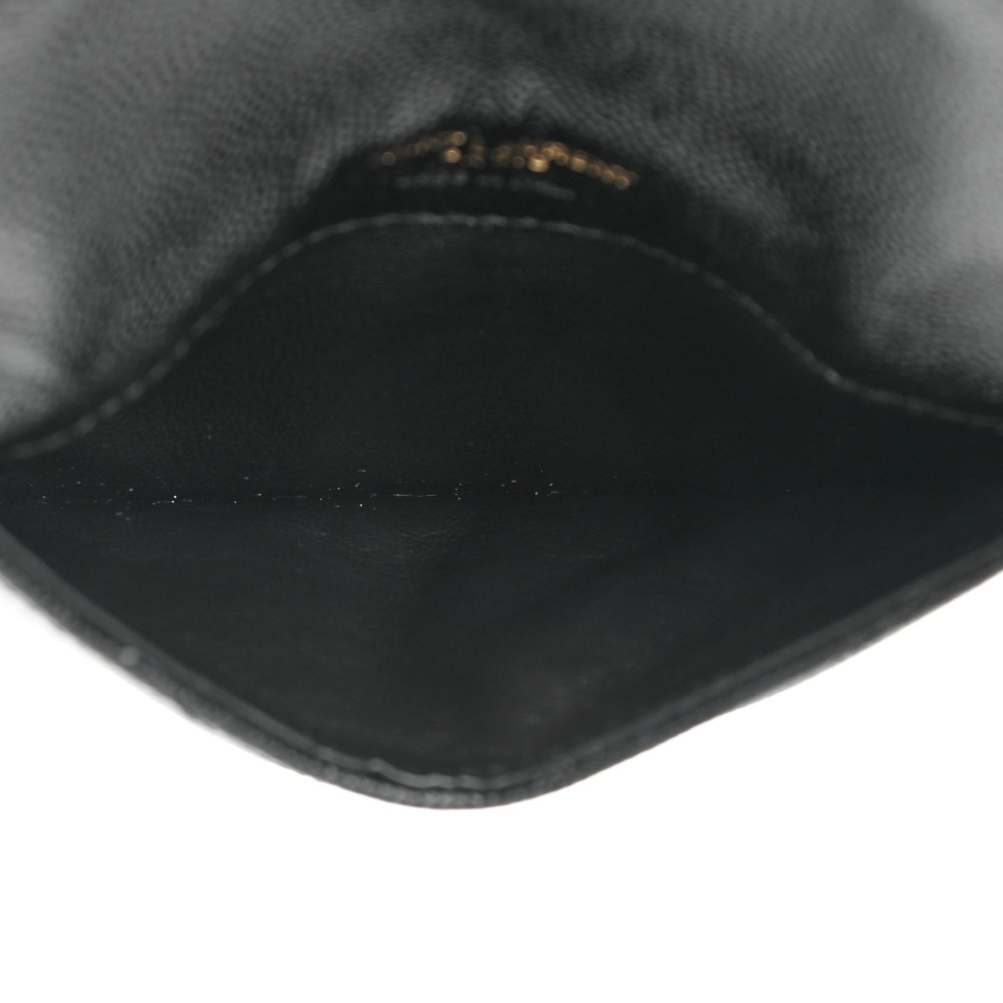 Grain De Poudre Matelasse Chevron Monogram Compact Wallet Black