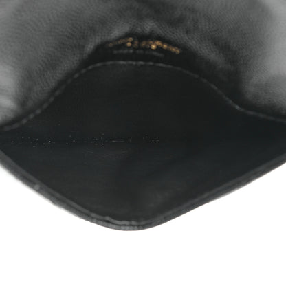 Saint Laurent Grain De Poudre Matelasse Chevron Monogram Compact Wallet Black 5 of 9