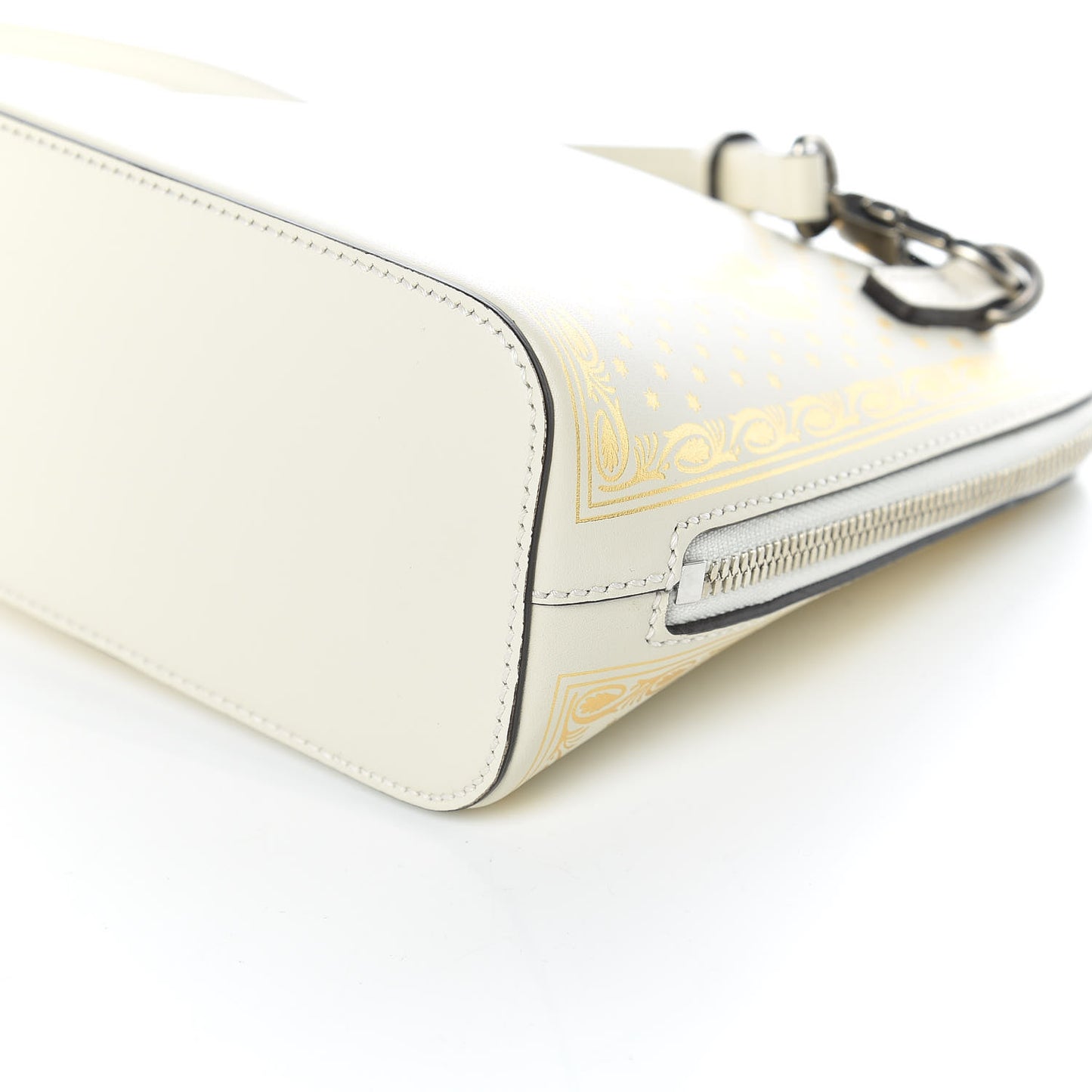 X SEGA Calfskin GUCCY Stars Mini Dome Shoulder Bag Mystic White Gold