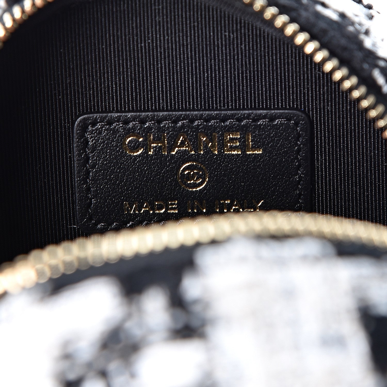 Chanel Tweed Quilted Round Clutch With Chain Black Ecru White 5 of 10