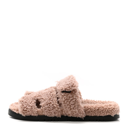 Hermes Woolskin Womens Chypre Sandals 35 Bois De Santal 1 of 8