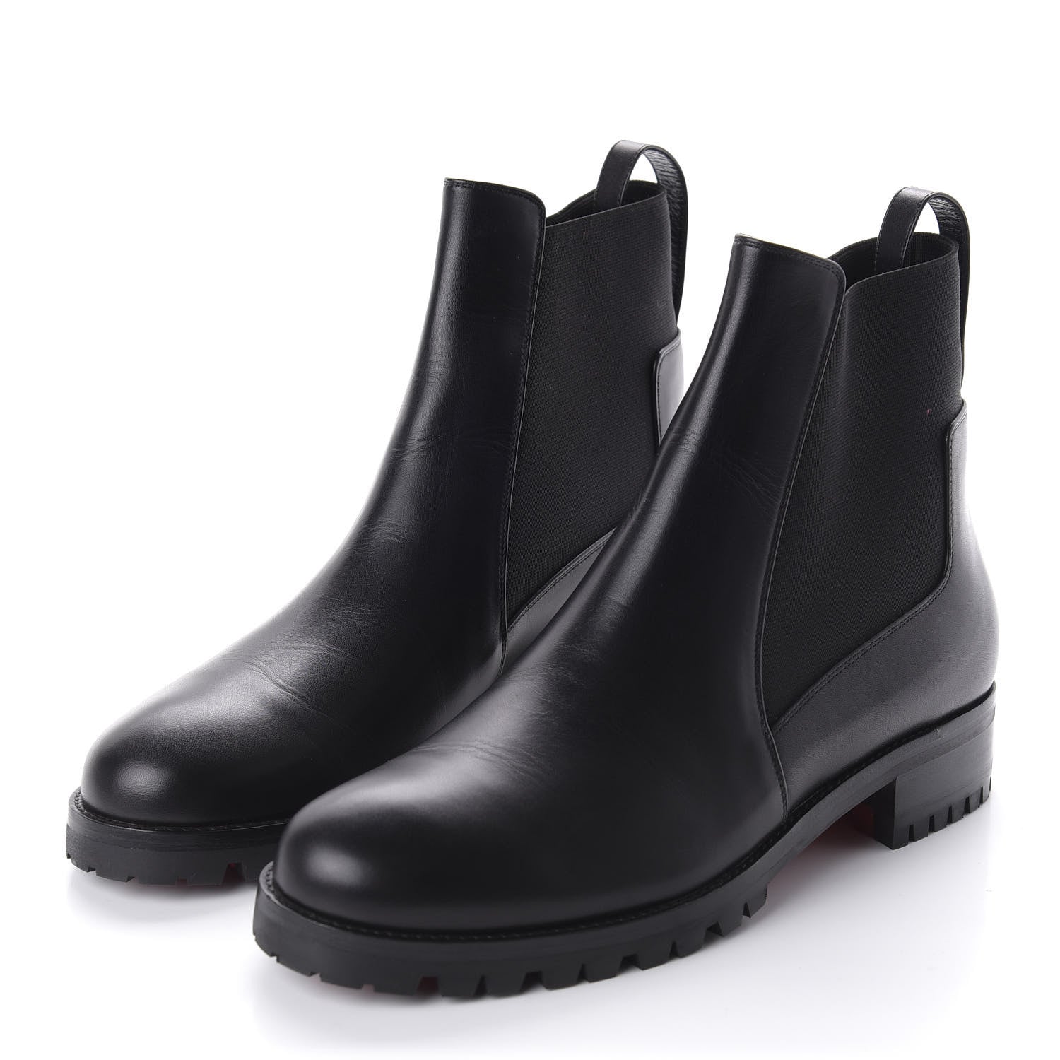 Christian Louboutin Calfskin Marchacroche Flat Chelsea Boots 38.5 Black 3 of 7