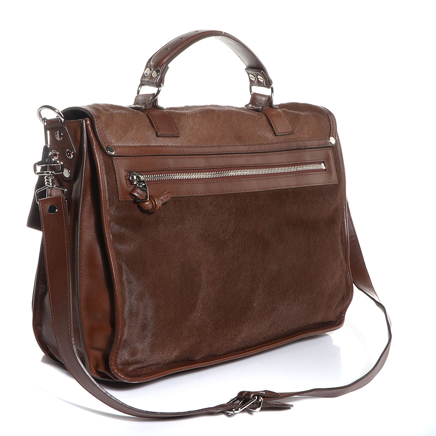 Calf Hair Leather PS1 Large Satchel Chocolate