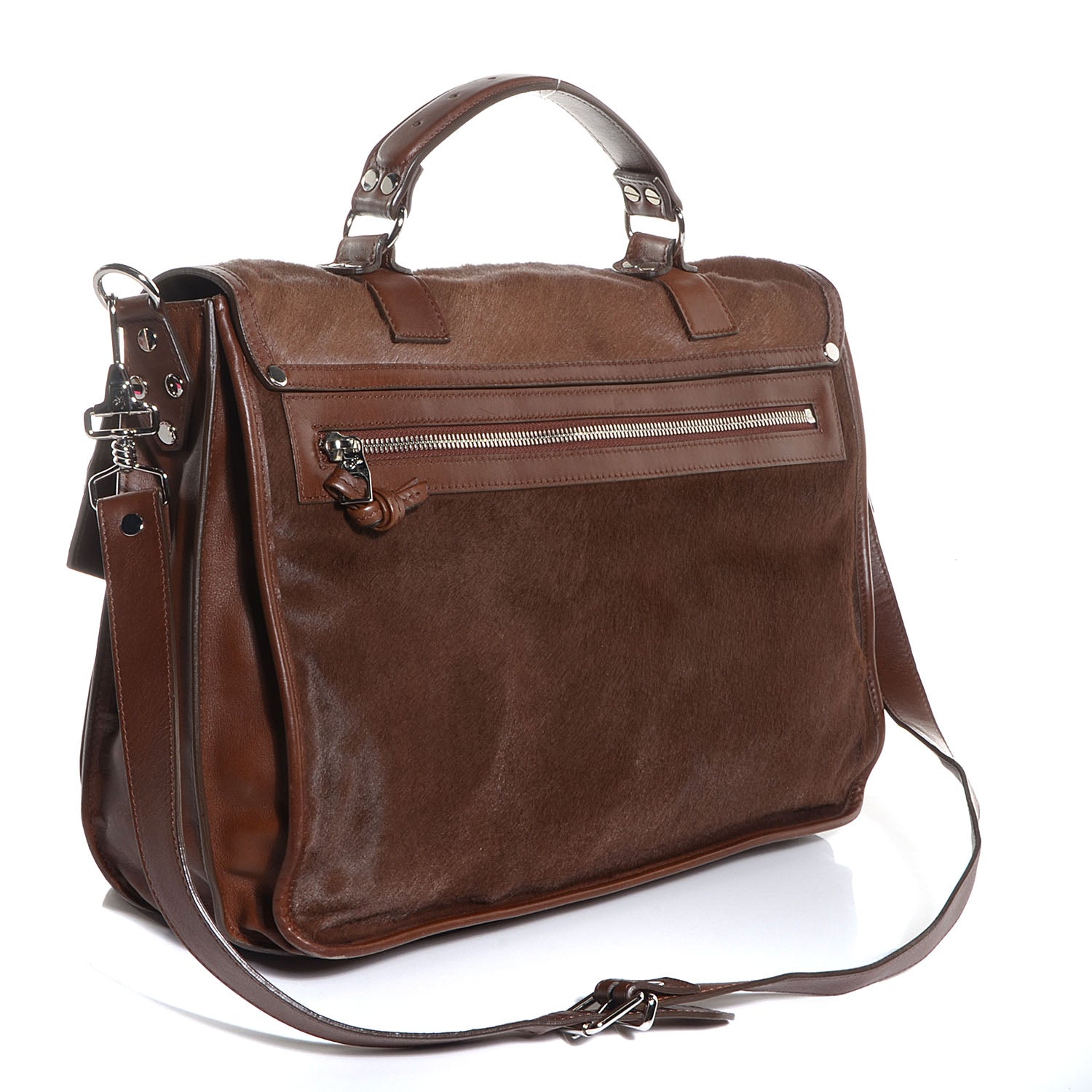 Proenza Schouler Calf Hair Leather PS1 Large Satchel Chocolate 3 of 13
