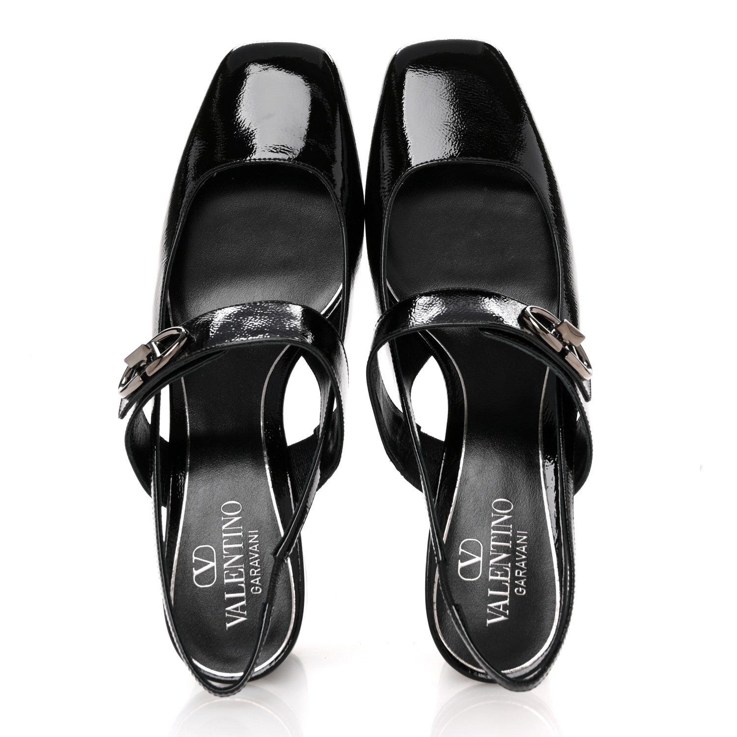 Valentino Garavani Wrinkled Patent Vlogo Turn Lock Slingback 65mm Pumps 40 Black 2 of 10
