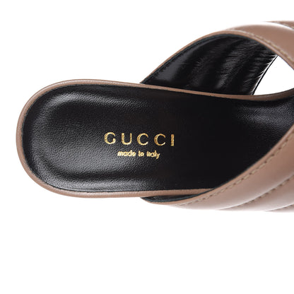 Gucci Malaga Kid Webby Crossover High Heel Slide Sandals 37 Porcelain Rose 6 of 9