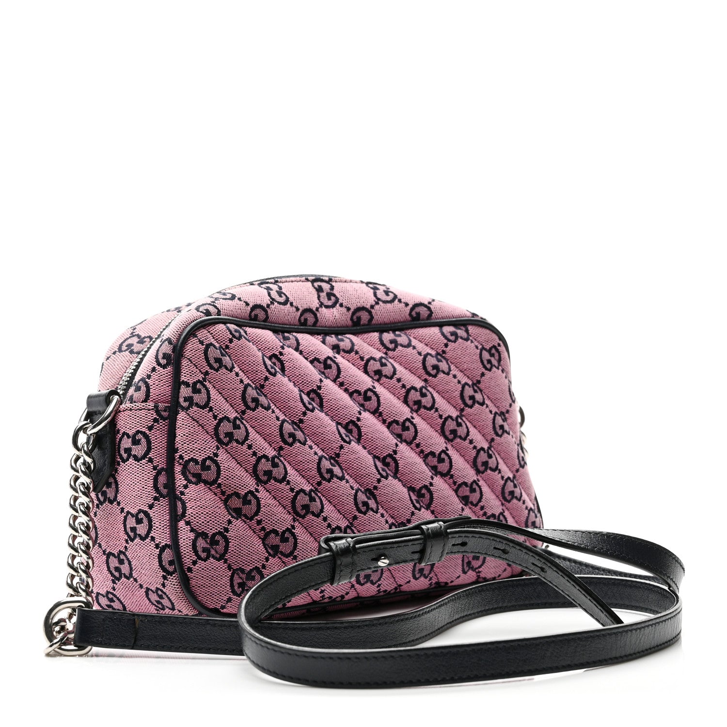 Gucci Monogram Multicolor Matelasse Diagonal Small GG Marmont Chain Shoulder Bag Pink Blue 3 of 10