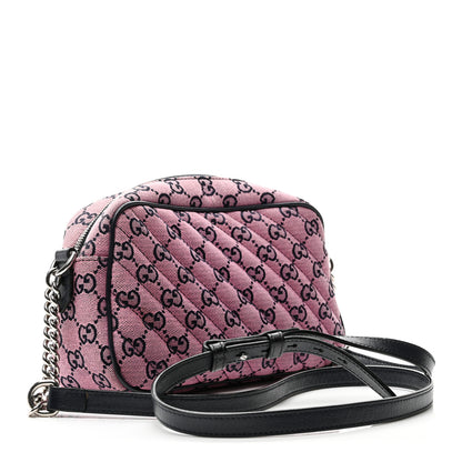 Gucci Monogram Multicolor Matelasse Diagonal Small GG Marmont Chain Shoulder Bag Pink Blue 3 of 10