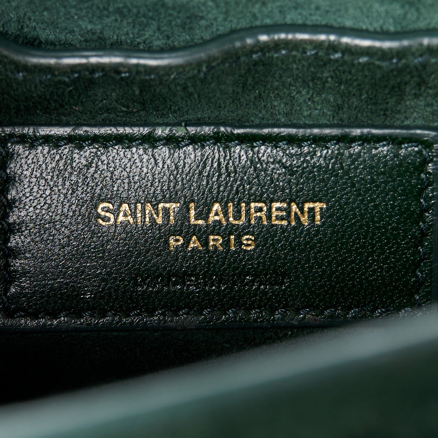 Saint Laurent Calfskin Crocodile Embossed Medium Monogram Sunset Dark Mint 6 of 12