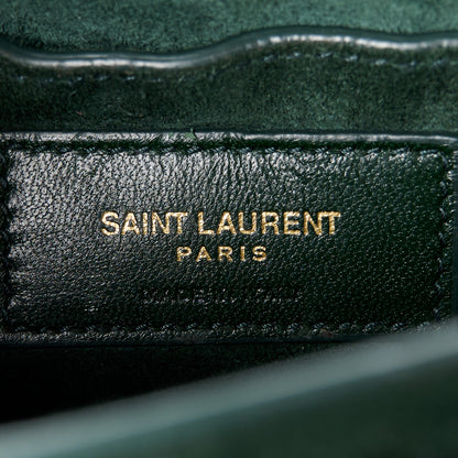 Saint Laurent Calfskin Crocodile Embossed Medium Monogram Sunset Dark Mint 6 of 12