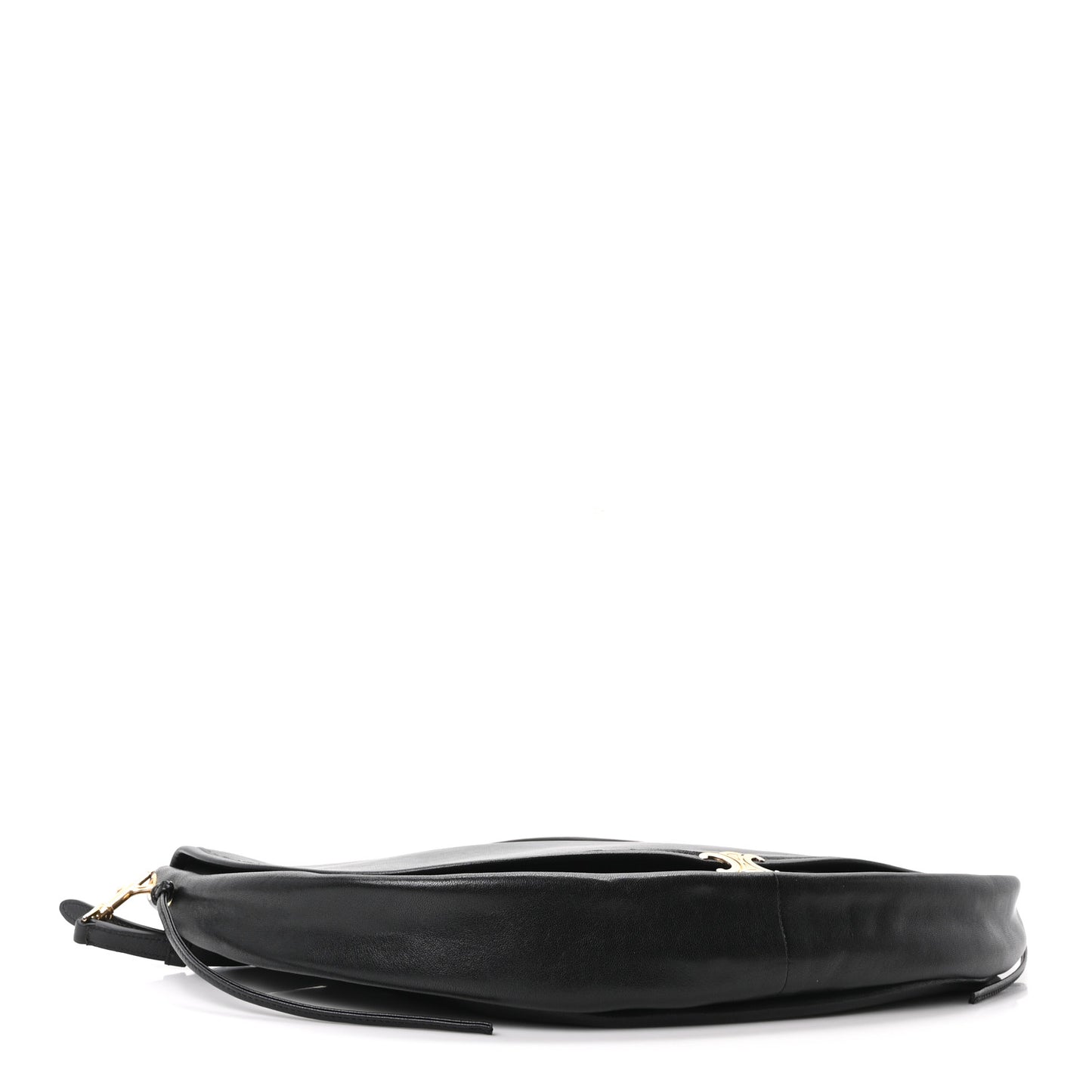 Shiny Lambskin Soft Triomphe Half Moon Bag Black