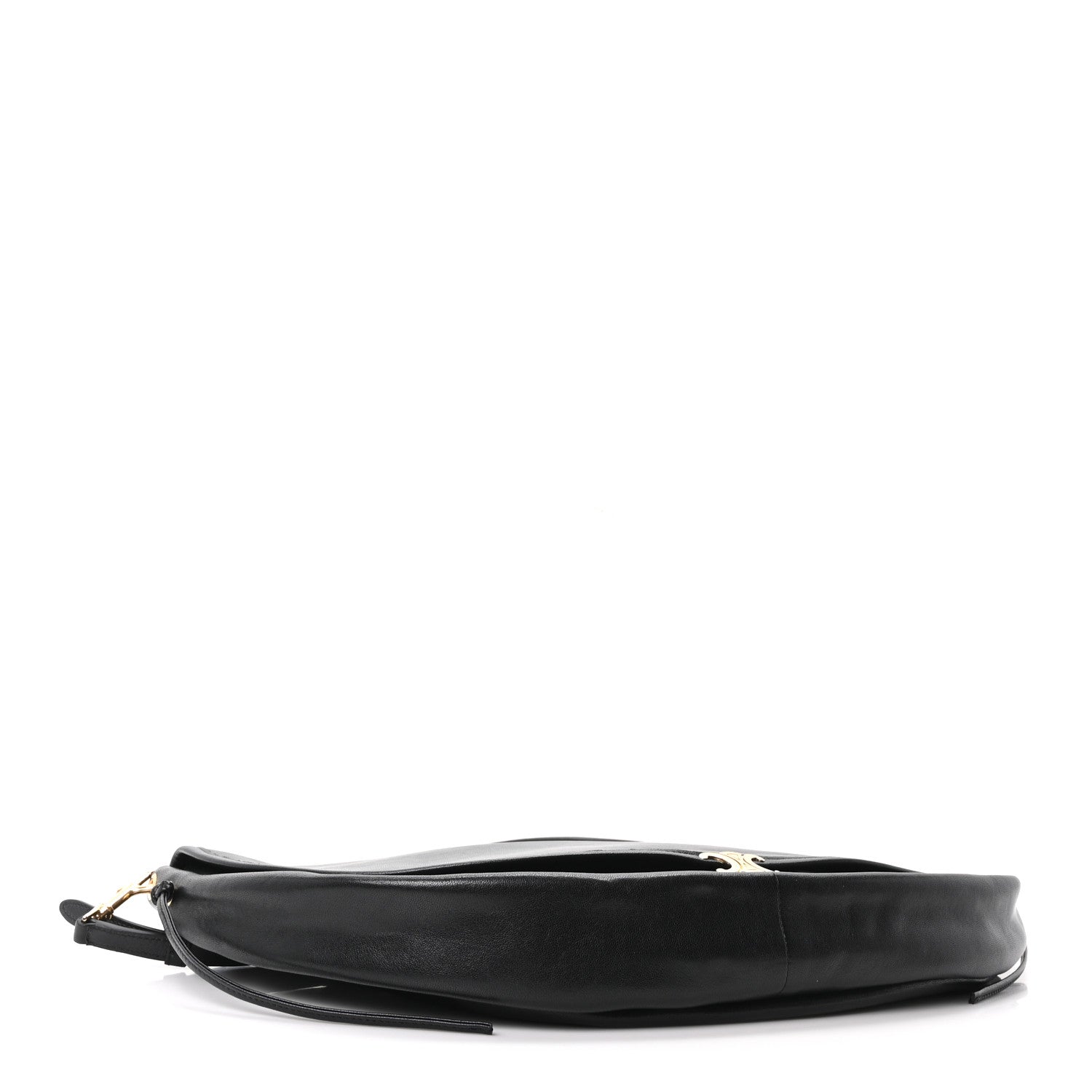 Celine Shiny Lambskin Soft Triomphe Half Moon Bag Black 4 of 11