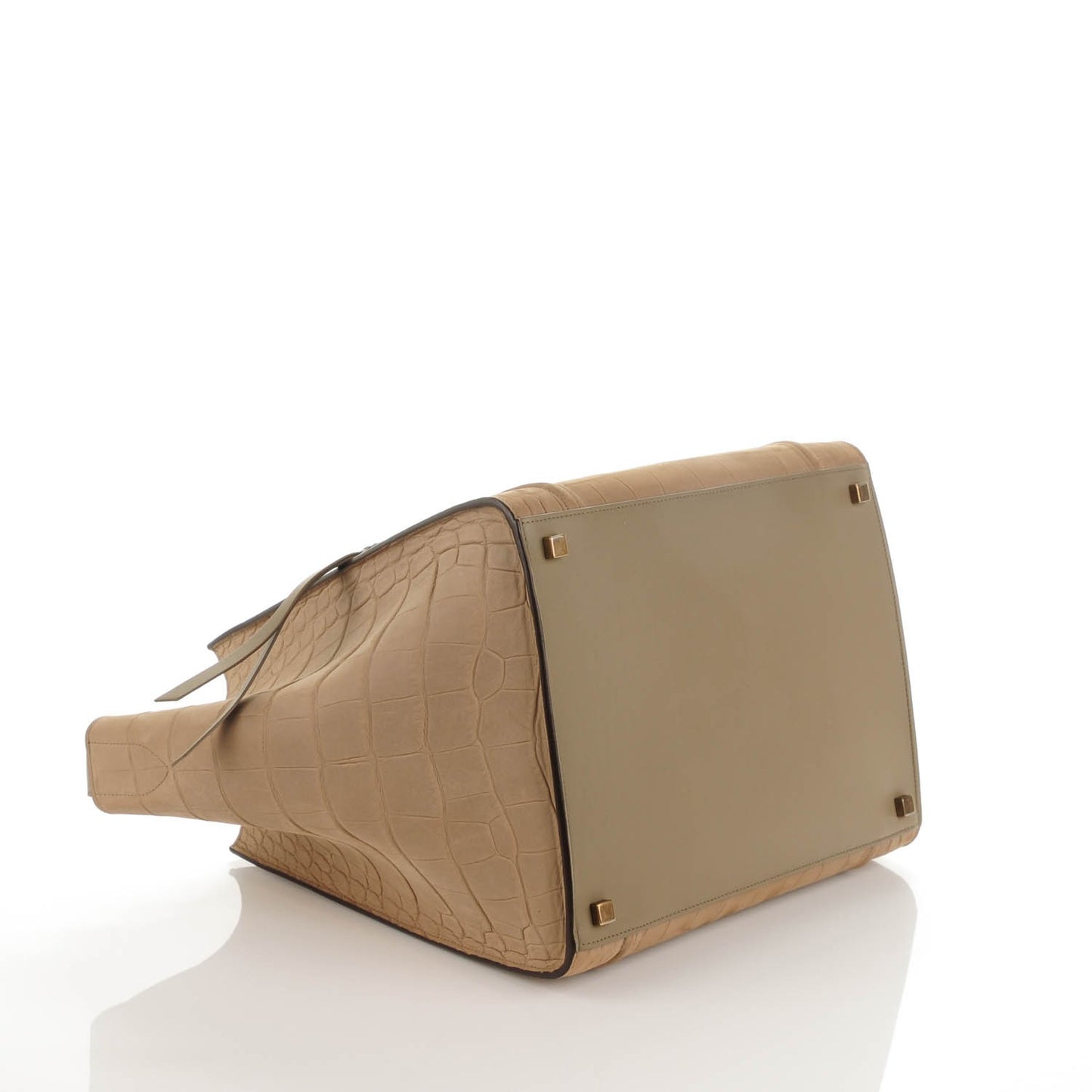 Crocodile Embossed Nubuck Medium Phantom Luggage Beige