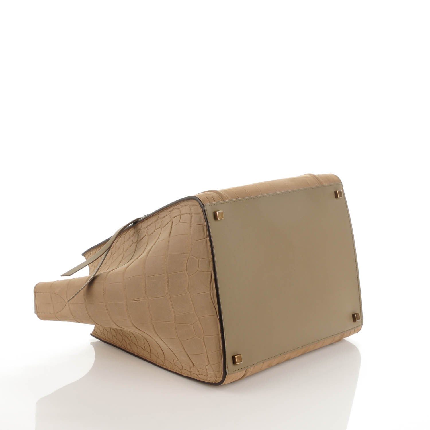 Celine Crocodile Embossed Nubuck Medium Phantom Luggage Beige 4 of 7