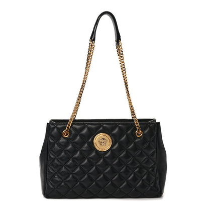 Versace Nappa Quilted Medusa Chain Shoulder Bag Black 1 of 15
