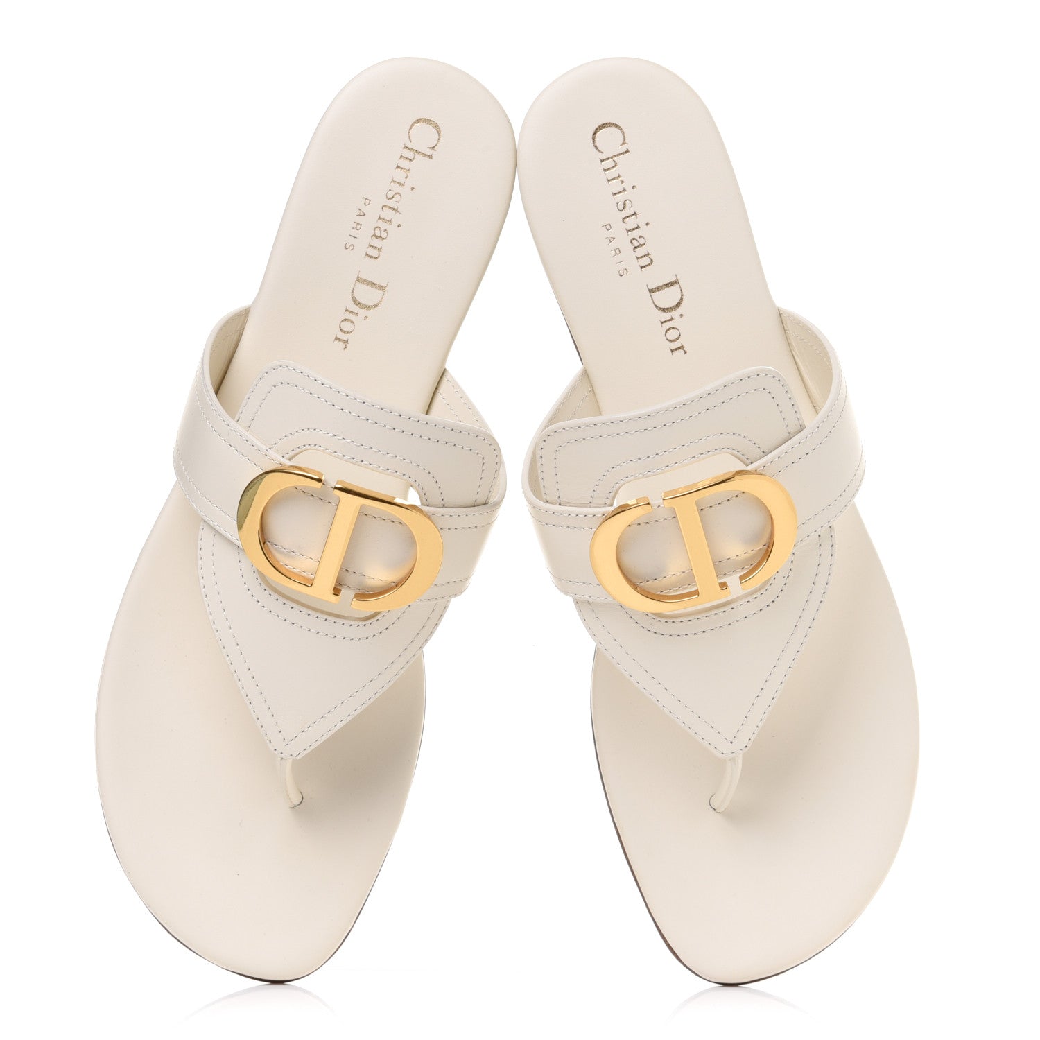 Christian Dior Calfskin 30 Montaigne Thong Sandals 37 White 5 of 9