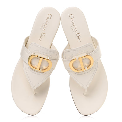 Christian Dior Calfskin 30 Montaigne Thong Sandals 37 White 5 of 9