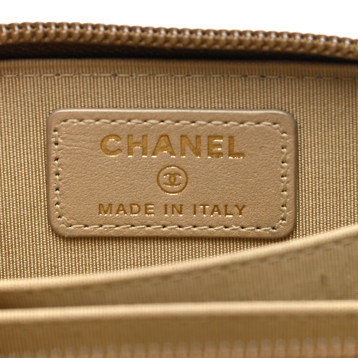 Chanel Cracked Metallic Calfskin Quilted Boy Zip Around Coin Purse Wallet Gold 6 of 8