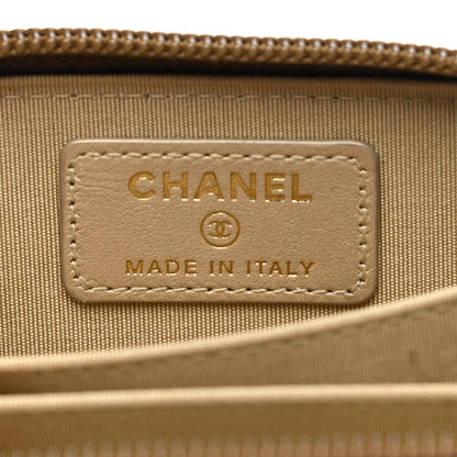 Chanel Cracked Metallic Calfskin Quilted Boy Zip Around Coin Purse Wallet Gold 6 of 8