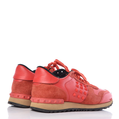 Valentino Garavani Calfskin Suede Rockstud Sneakers 36.5 Deep Orange 4 of 10
