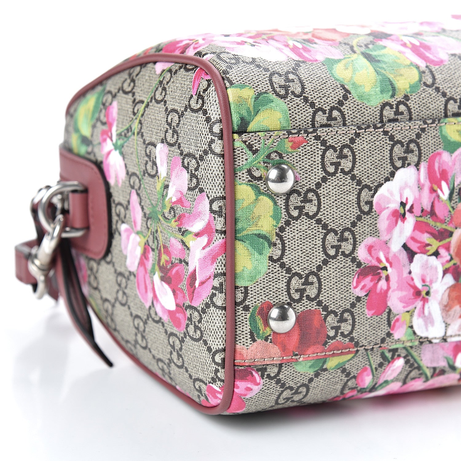 Gucci GG Supreme Monogram Blooms Small Boston Beige Multicolor Dry Rose 9 of 11