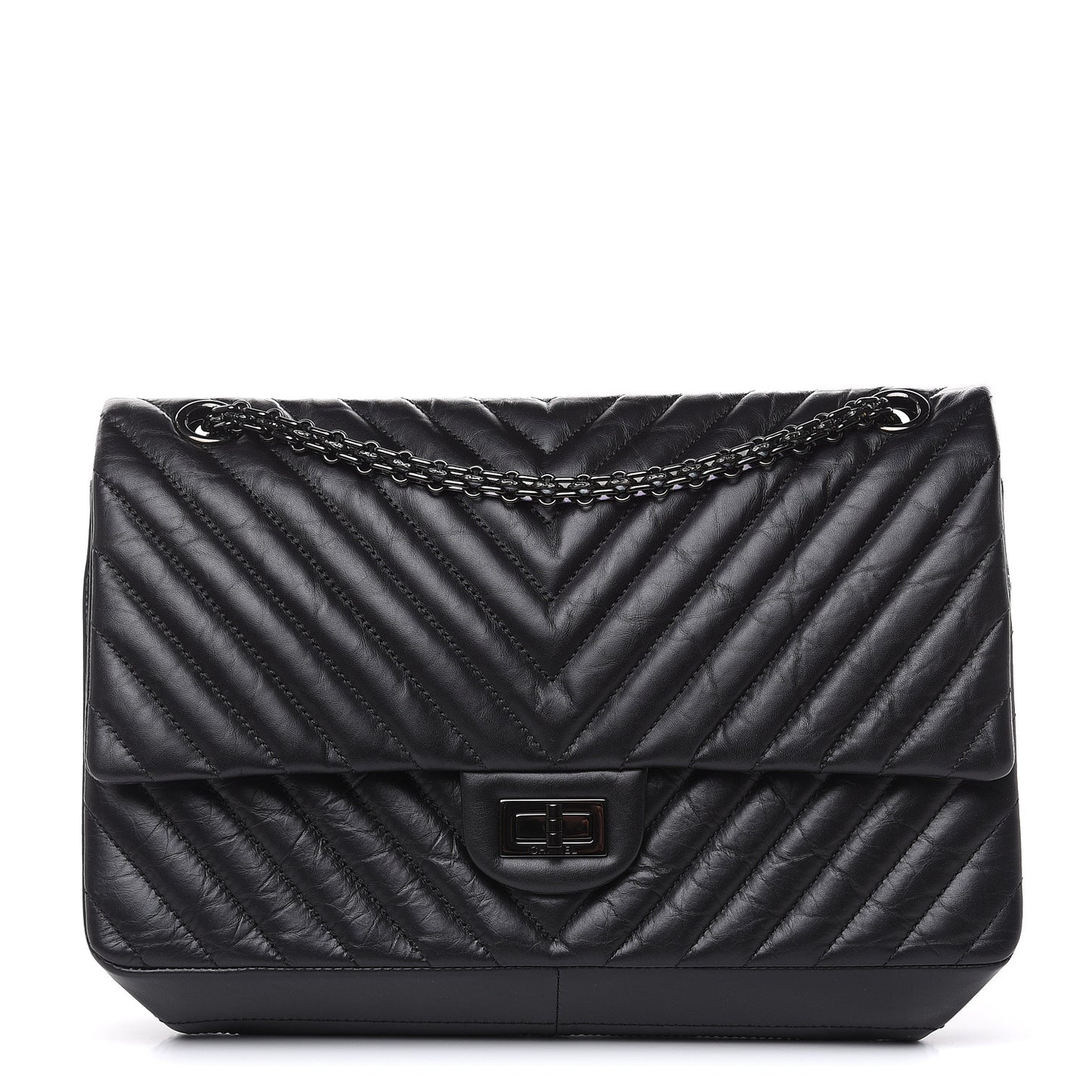 Aged Calfskin Chevron Quilted 2.55 Reissue 226 So Black