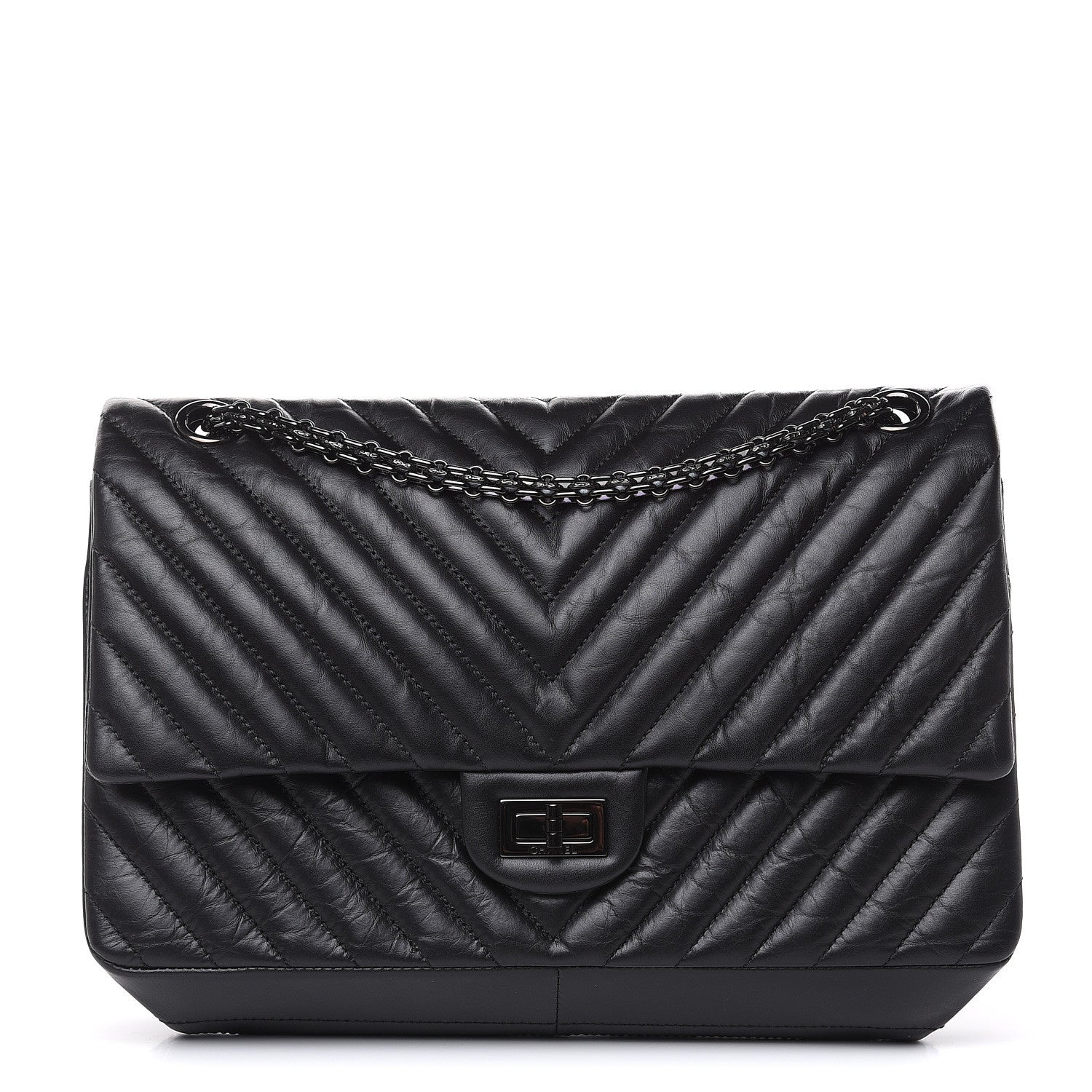 Chanel Aged Calfskin Chevron Quilted 2.55 Reissue 226 So Black 1 of 11