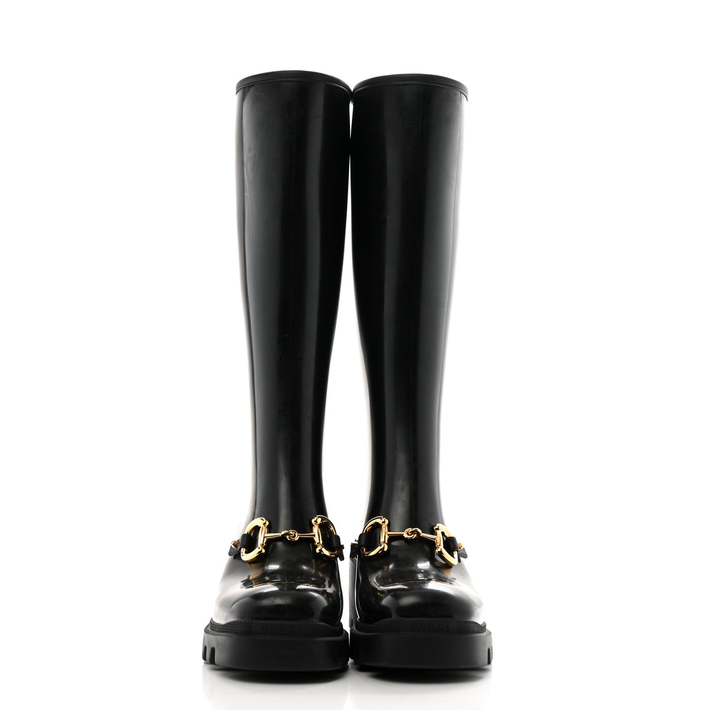 Rubber Horsebit Knee High Boots 39 Black