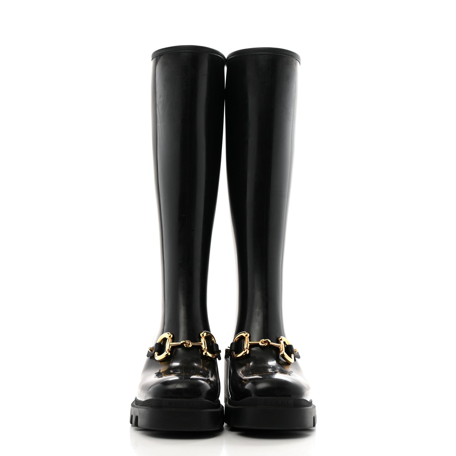Gucci Rubber Horsebit Knee High Boots 39 Black 2 of 8