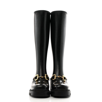 Gucci Rubber Horsebit Knee High Boots 39 Black 2 of 8