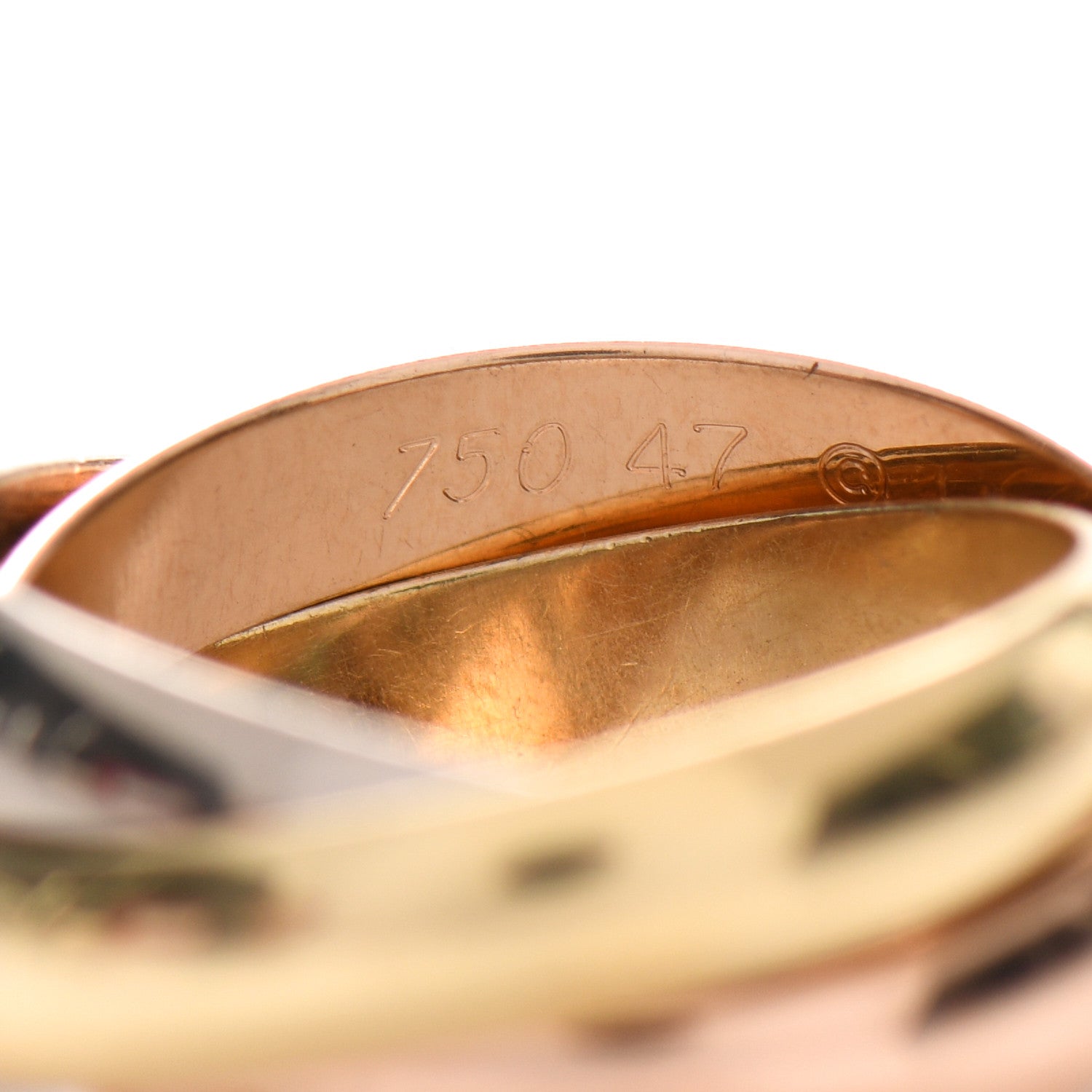 Cartier 18K Pink Yellow White Gold Classic Trinity Ring 47 4 4 of 5