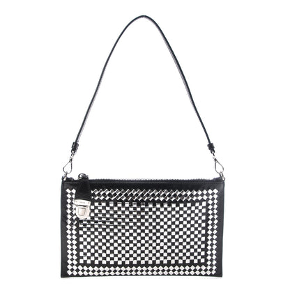 Prada Goatskin Woven Pochette Black Argento 1 of 7