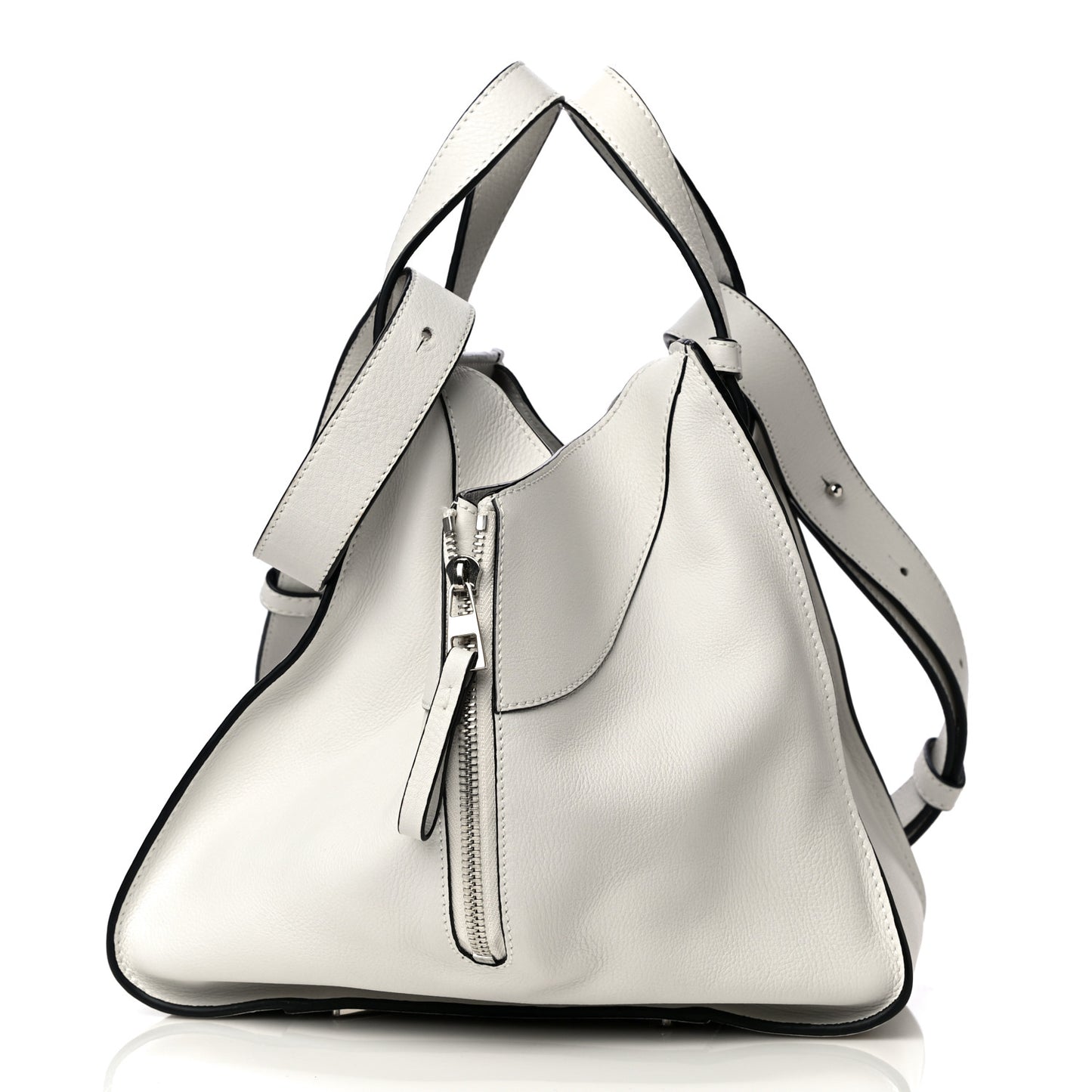 Grained Calfskin Small Hammock Shoulder Bag Soft White