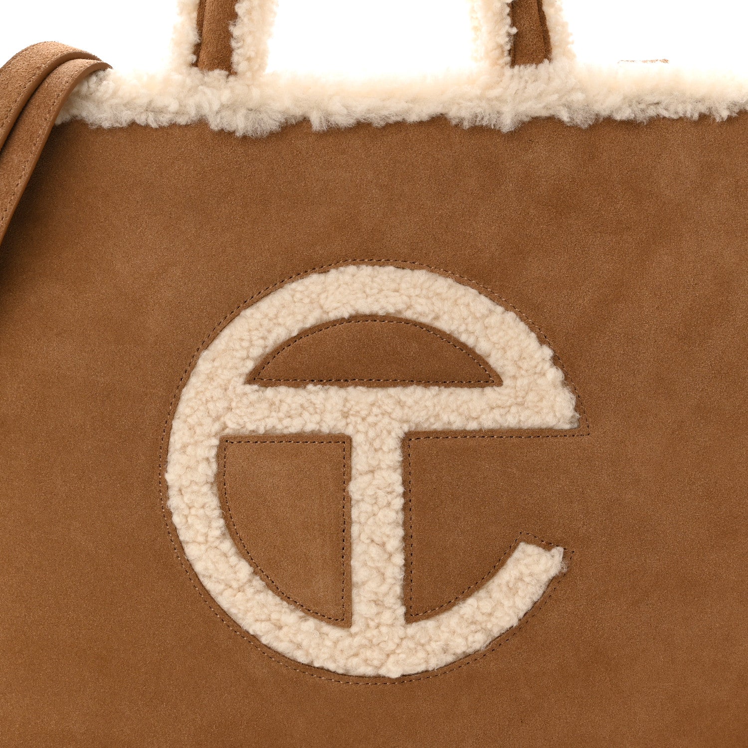 Telfar X UGG Suede Shearling Medium Shopping Bag Chestnut 8 of 10