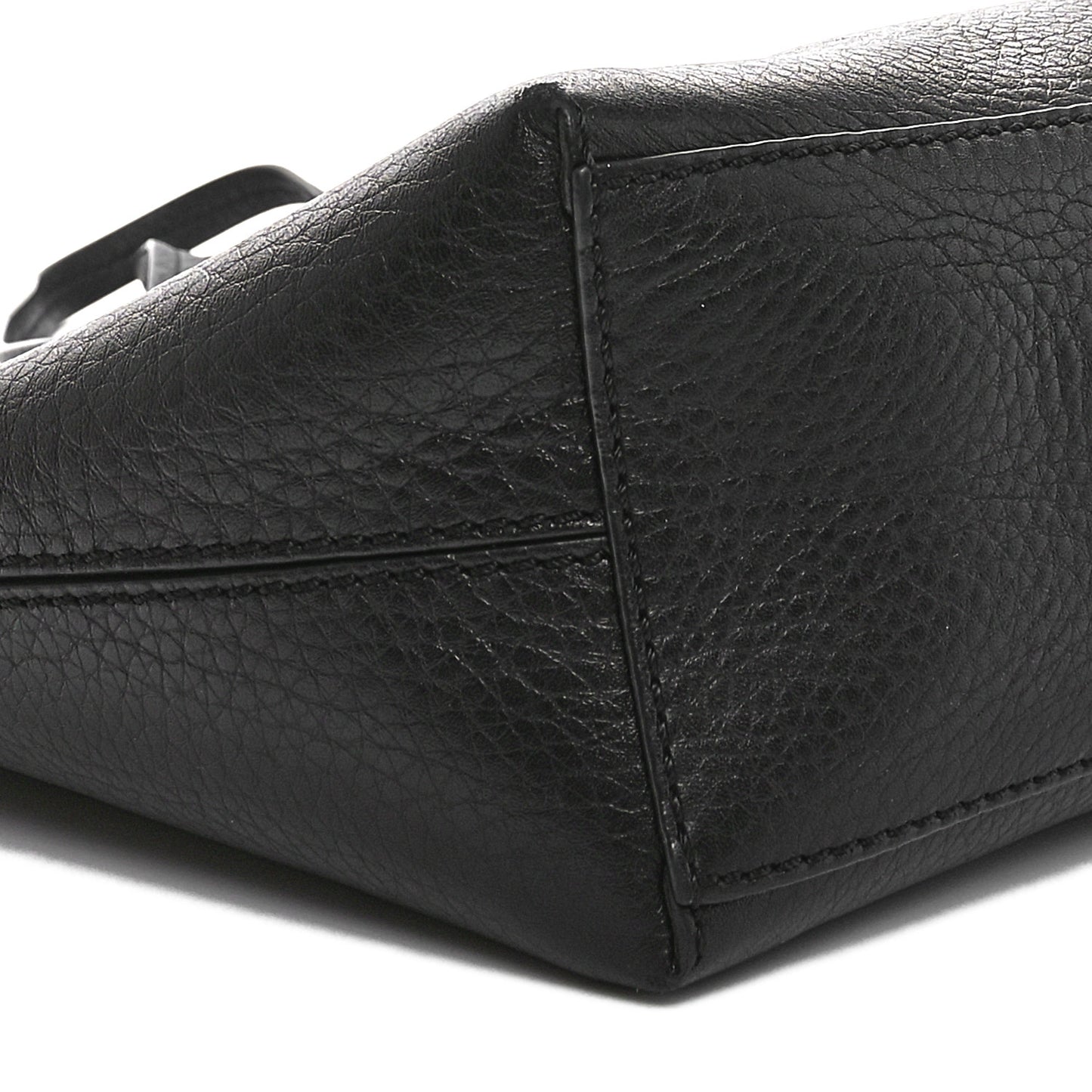Grained Calfskin Small Rockstud Shoulder Tote Black