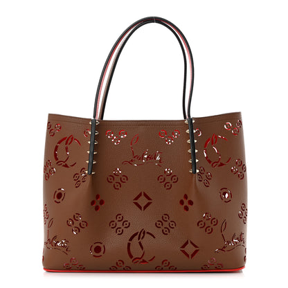 Christian Louboutin Calfskin Loubinthesky Small Perforated Cabarock Spikes Tote Biscotto 1 of 10