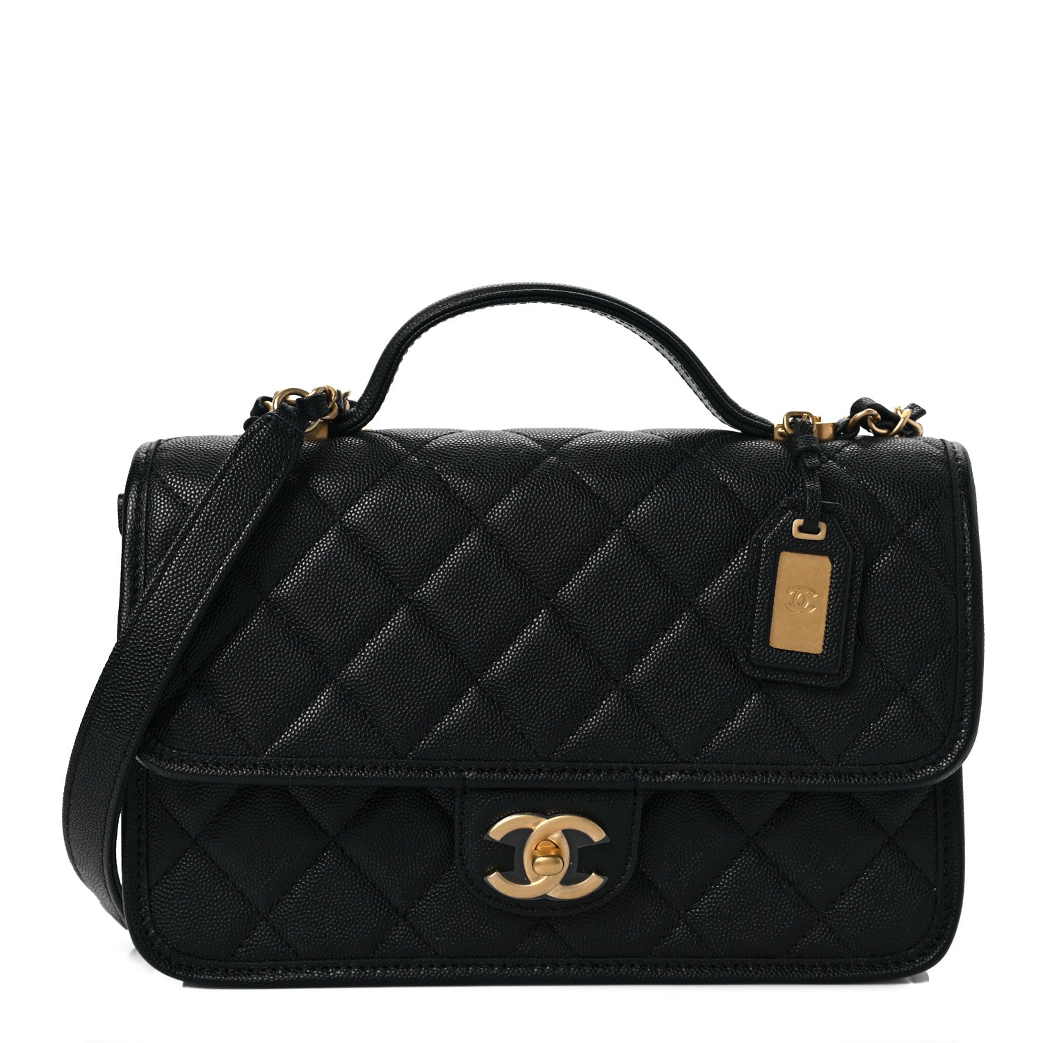 Chanel Caviar Quilted School Memory Small Top Handle Flap Black 1 of 8