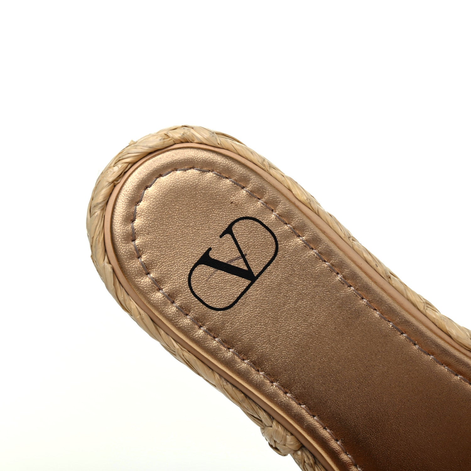 Valentino Garavani Raffia Vlogo Espadrille 5mm Flat Slide Sandals 38 Natural 14 of 15
